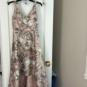 Blush asymmetric gown with pockets. Never worn, perfect condition.